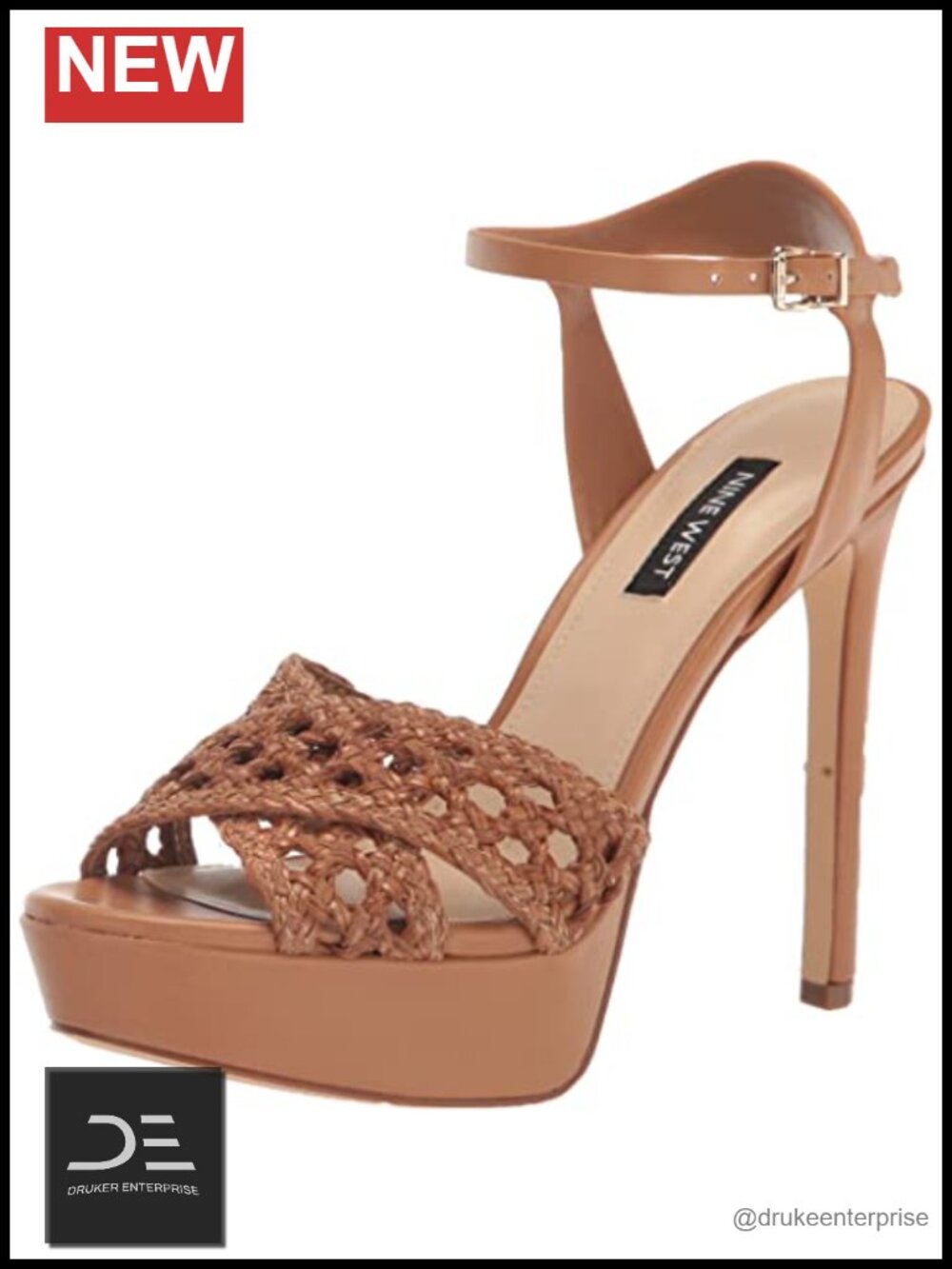 Nine West Grecia Stiletto Heel Sandals Ankle Strap Leather